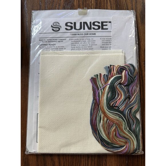 New Sunset Dimensions Bless Our Home Counted Cross Stitch Sampler Kit 13588 - Picture 2 of 2